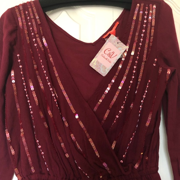Chelsea and Violet Split V neck Sequin Mini Dress - Picture 6 of 7